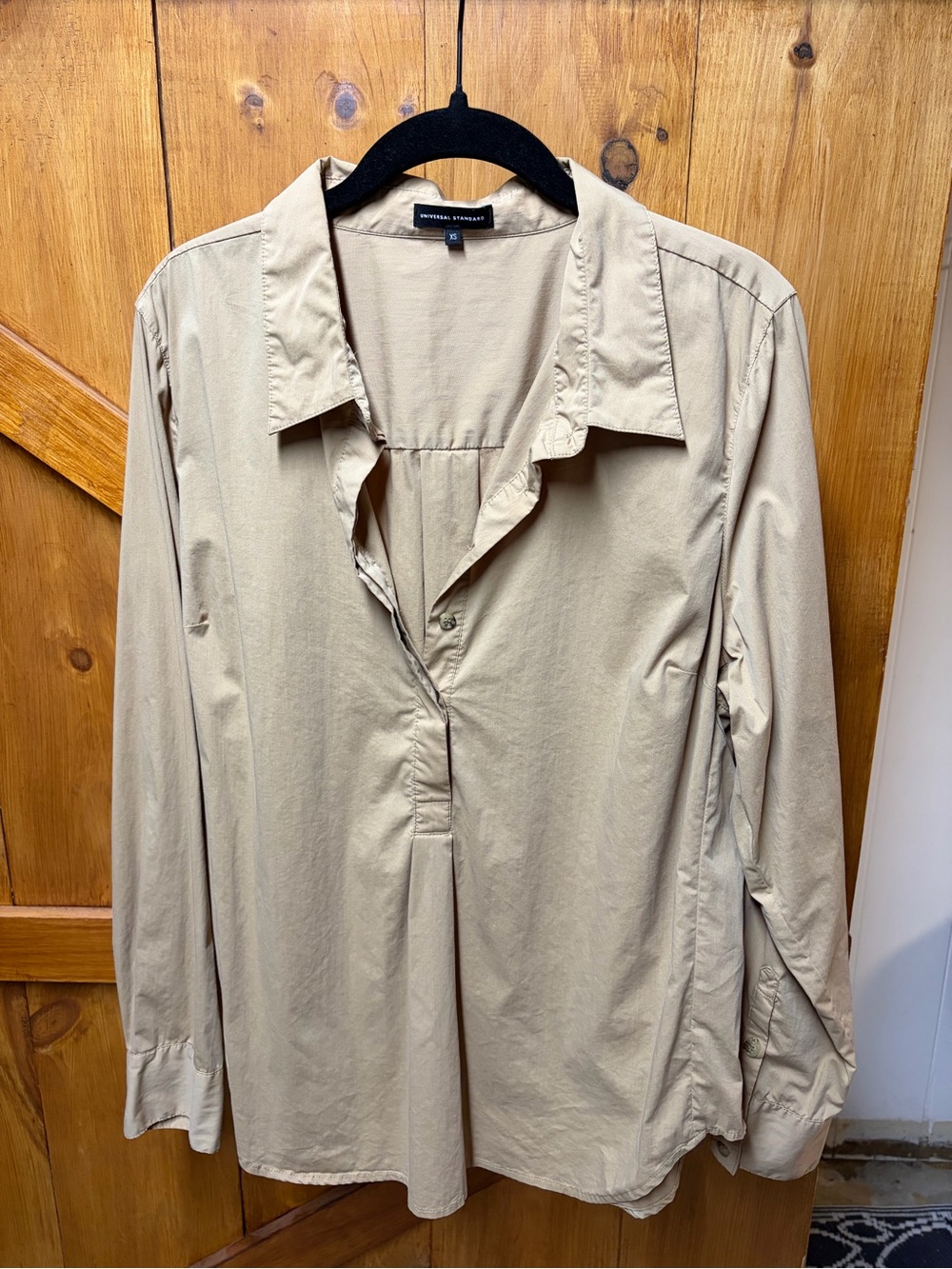 Universal Standard Beige Button-Down Shirt
